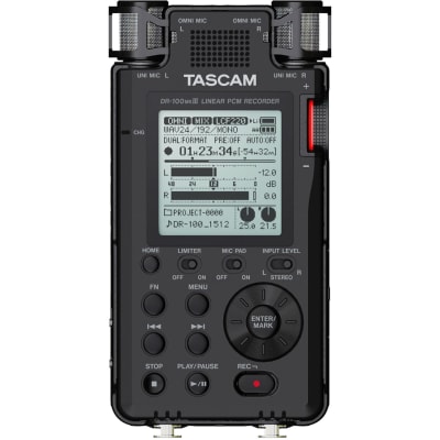TASCAM DR-100MKIII 2-INPUT / 2-TRACK PORTABLE AUDIO RECORDER WITH ONBOARD 4-MIC ARRAY | Audio