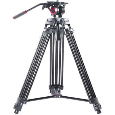 MILIBOO MTT601A PROFESSIONAL ALUMINUM TRIPOD AND FLUID HEAD WITH MID-LEVEL SPREADER