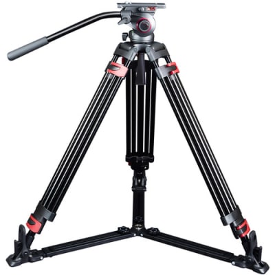 MILIBOO MTT609A PROFESSIONAL TRIPOD AND FLUID HEAD WITH GROUND SPREADER (ALUMINUM)