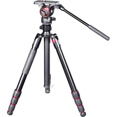 MILIBOO MUFA-BK ALUMINUM TRAVEL TRIPOD KIT WITH FLUID HEAD