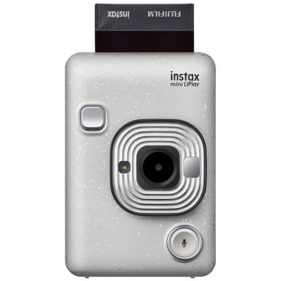 FUJIFILM INSTAX MINI LIPLAY STONE WHITE HYBRID INSTANT CAMERA