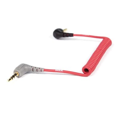 RODE SC7 3.5MM RIGHT-ANGLE TRS TO 3.5MM RIGHT-ANGLE TRRS COILED ADAPTER CABLE FOR SMARTPHONE