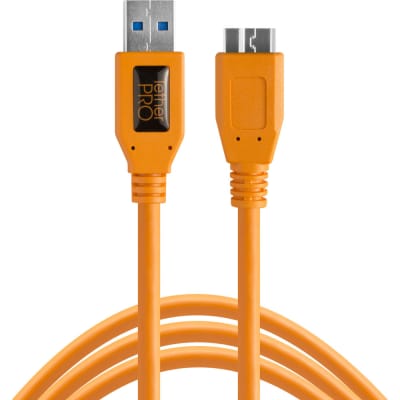 TETHER TOOLS TETHERPRO USB 3.0 MALE TYPE-A TO USB 3.0 MICRO-B CABLE (15', ORANGE)